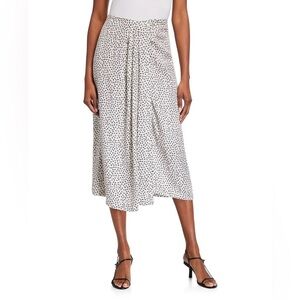 Vince slip skirt Star Dot Drape NWT silk white black dot pattern size 12 midi